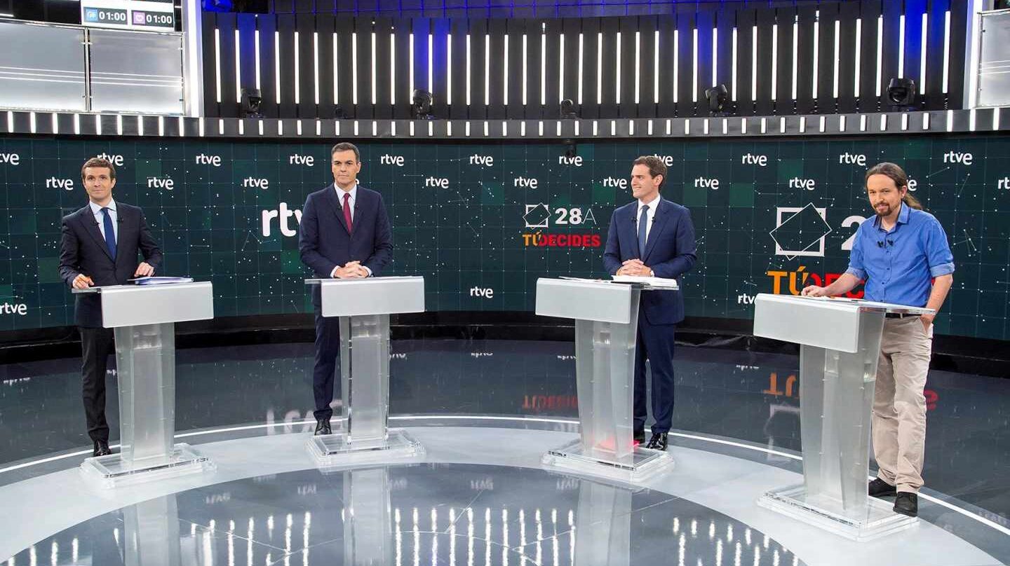 Imagen del debate a cuatro celebrado este lunes en RTVE