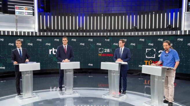 Imagen del debate a cuatro celebrado este lunes en RTVE
