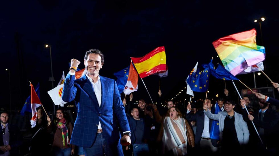 El líder de Ciudadanos, Albert Rivera, durante un acto de campaña antes de las elecciones generales.