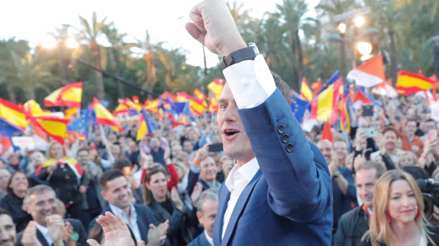 El líder de Ciudadanos, Albert Rivera, en el acto final de campaña.