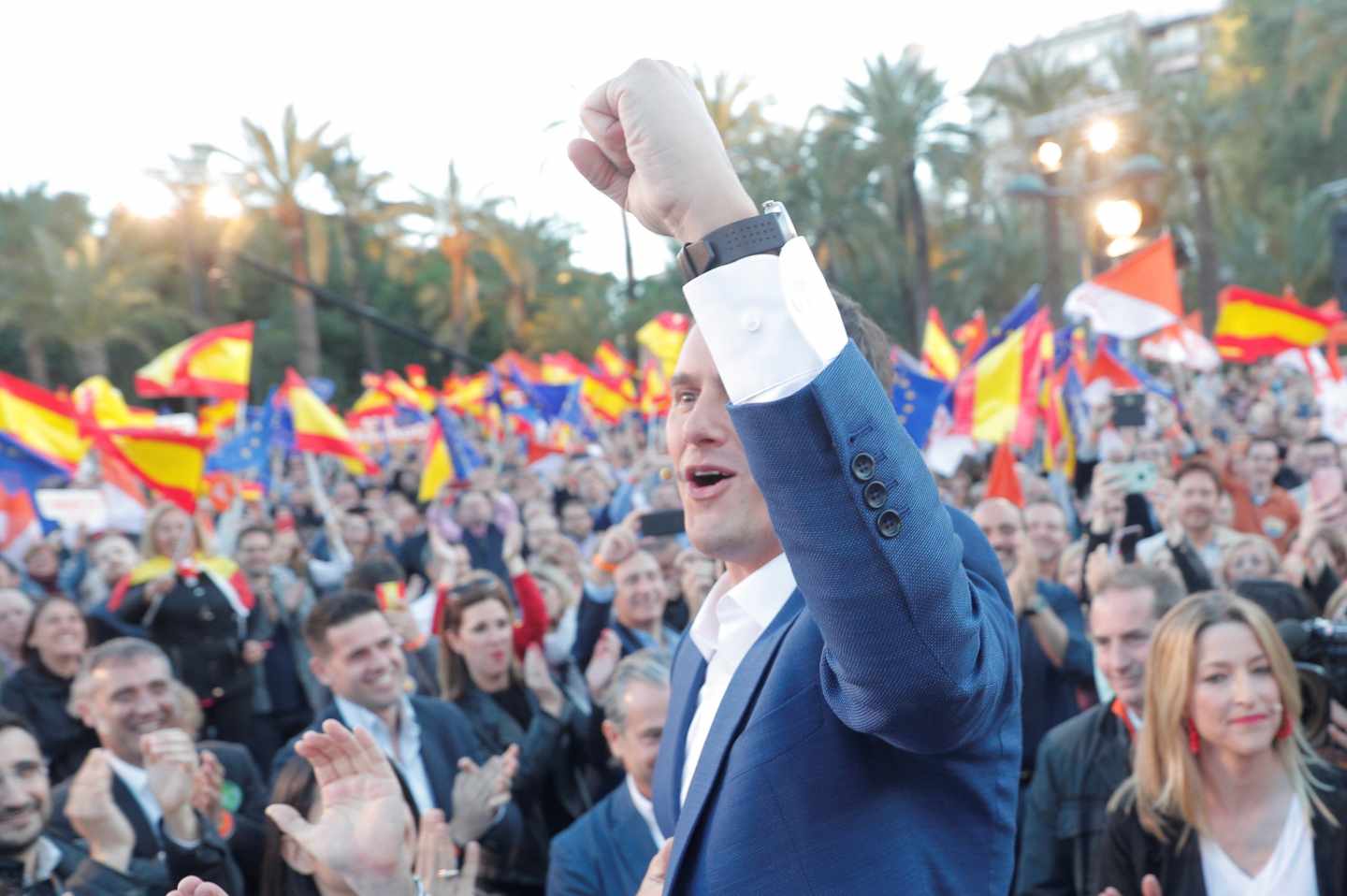 El líder de Ciudadanos, Albert Rivera, en el acto final de campaña.