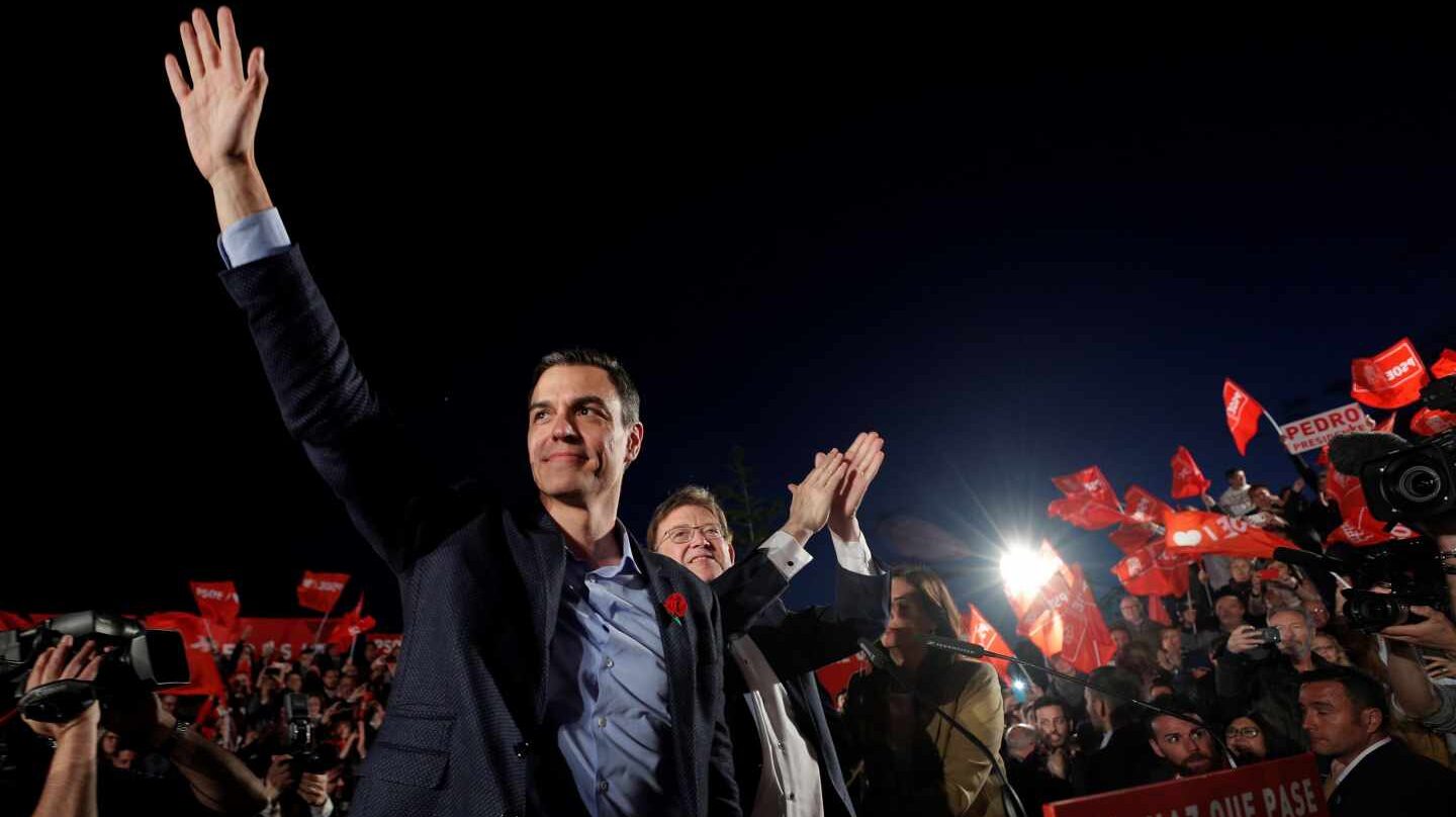 Pedro Sánchez en el acto de fin de campaña del partido