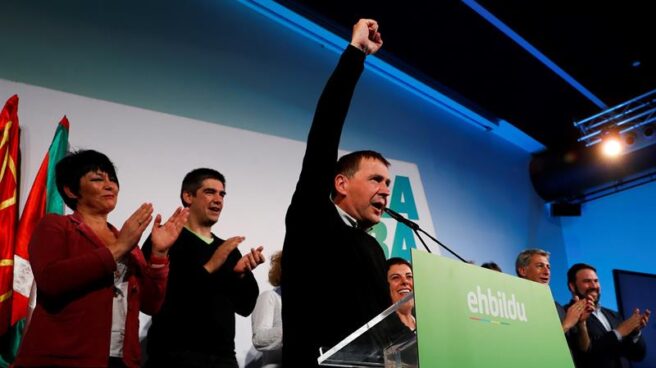El líder de EH Bildu durante la noche electoral del pasado 28 de abril.