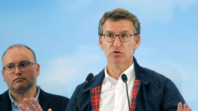 El presidente de la Xunta, Alberto Núñez Feijóo, la noche electoral. El presidente de la Xunta, Alberto Núñez Feijóo, la noche electoral.