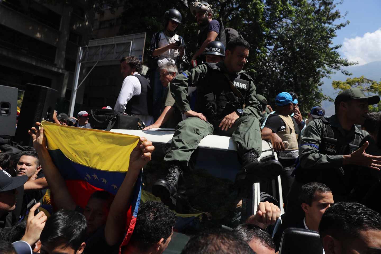 Manifestación en Caracas en apoyo de Guaidó.