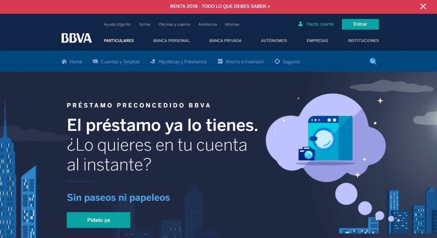 Imagen de uno de los productos que ofrece BBVA en su web.