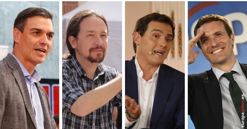 Pedro Sánchez, Pablo Iglesias, Albert Rivera y Pablo Casado.