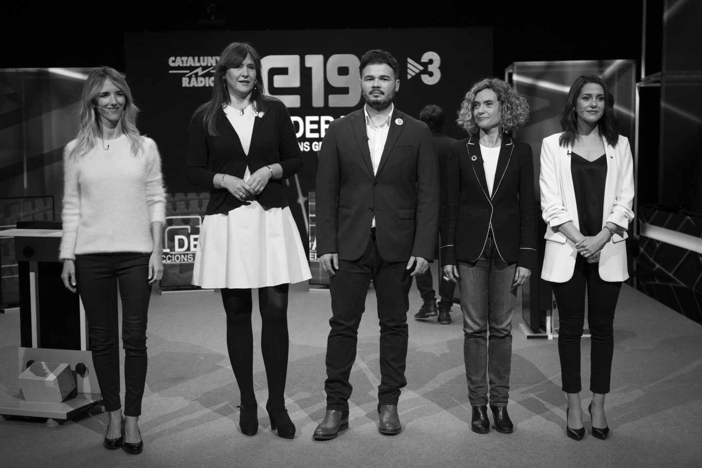 Debate de Jaume Asens (ECP), Gabriel Rufián (ERC), Laura Borràs (JxCat), Meritxell Batet (PSC), Cayetana Álvarez de Toledo (PP) e Inés Arrimadas (Cs) en TV3.
