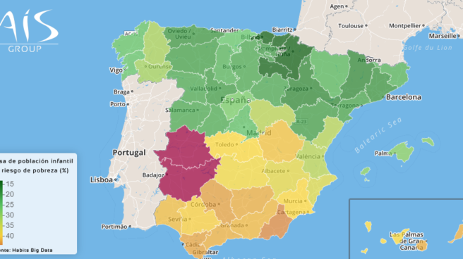 Mapa de la pobreza infantil elaborado por la consultora AIS Group.