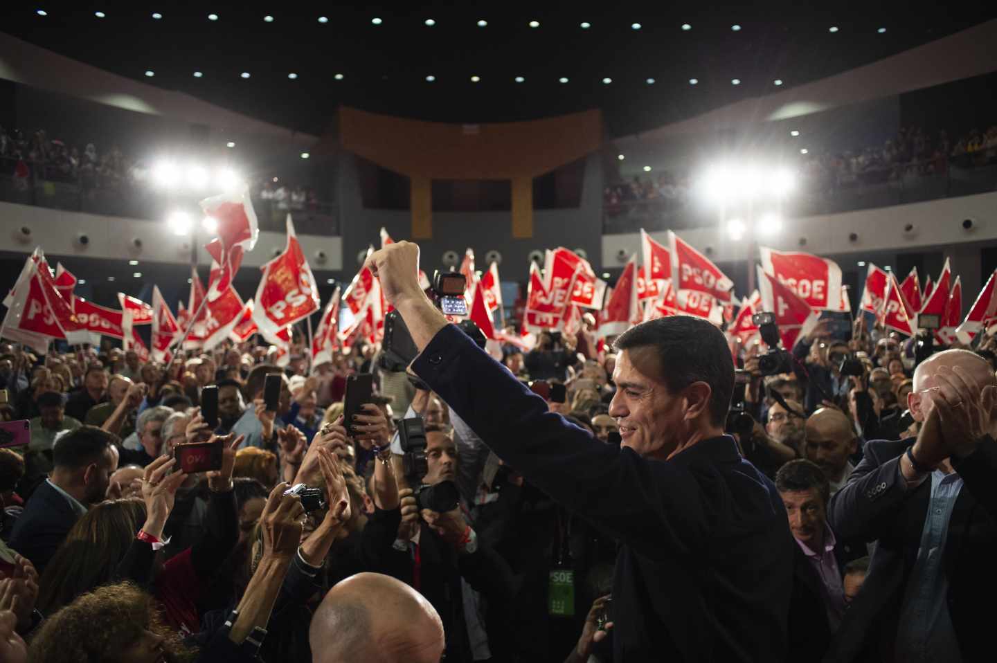 Pedro Sánchez, en un acto de la campaña electoral.