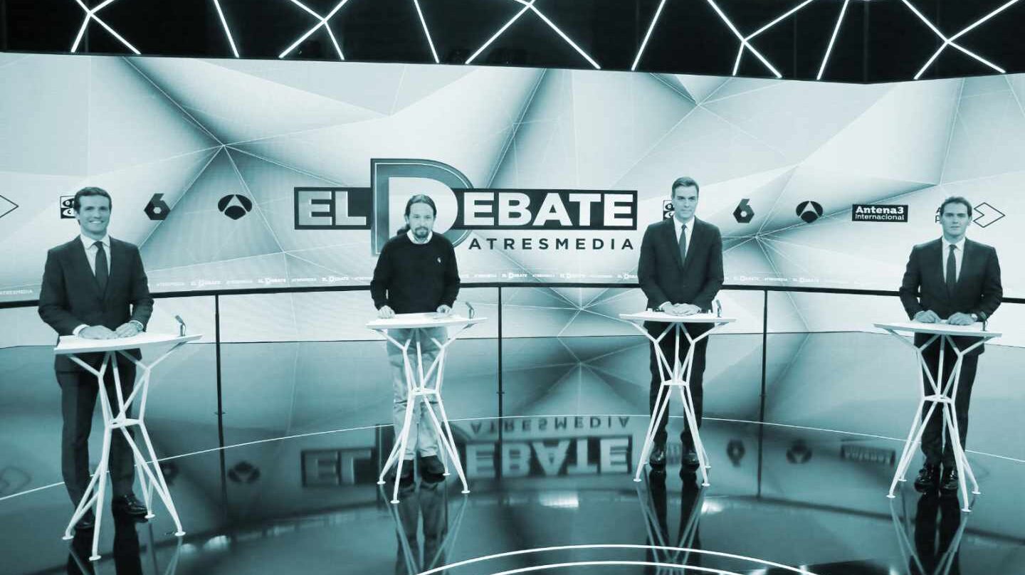 Los candidatos en el debate de Atresmedia: Pablo Casado, Pablo Iglesias, Pedro Sánchez y Albert Rivera
