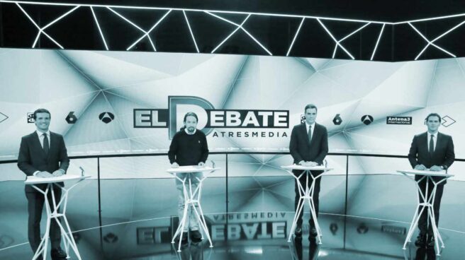 Los candidatos en el debate de Atresmedia: Pablo Casado, Pablo Iglesias, Pedro Sánchez y Albert Rivera