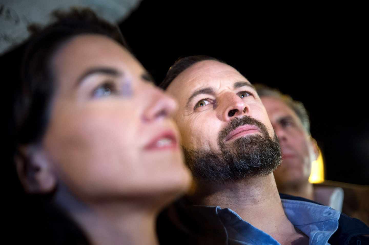 Santiago Abascal, en el inicio de campaña en Madrid.