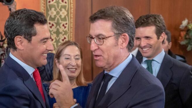 Casado junto a Moreno, Feijóo y Pastor en la toma de posesión del segundo como presidente de la Junta de Andalucía