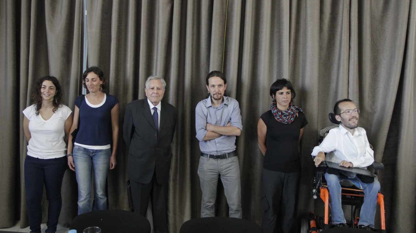 Tania González, Lola Sánchez, Carlos Jiménez Villarejo (tomó posesión y dimitió), Pablo Iglesias, Teresa Rodríguez y Pablo Echenique.