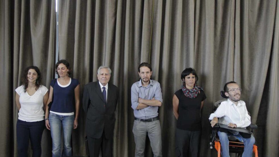 Tania González, Lola Sánchez, Carlos Jiménez Villarejo (tomó posesión y dimitió), Pablo Iglesias, Teresa Rodríguez y Pablo Echenique.