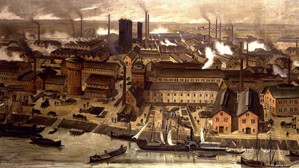 Fábrica alemana de BASF en 1881