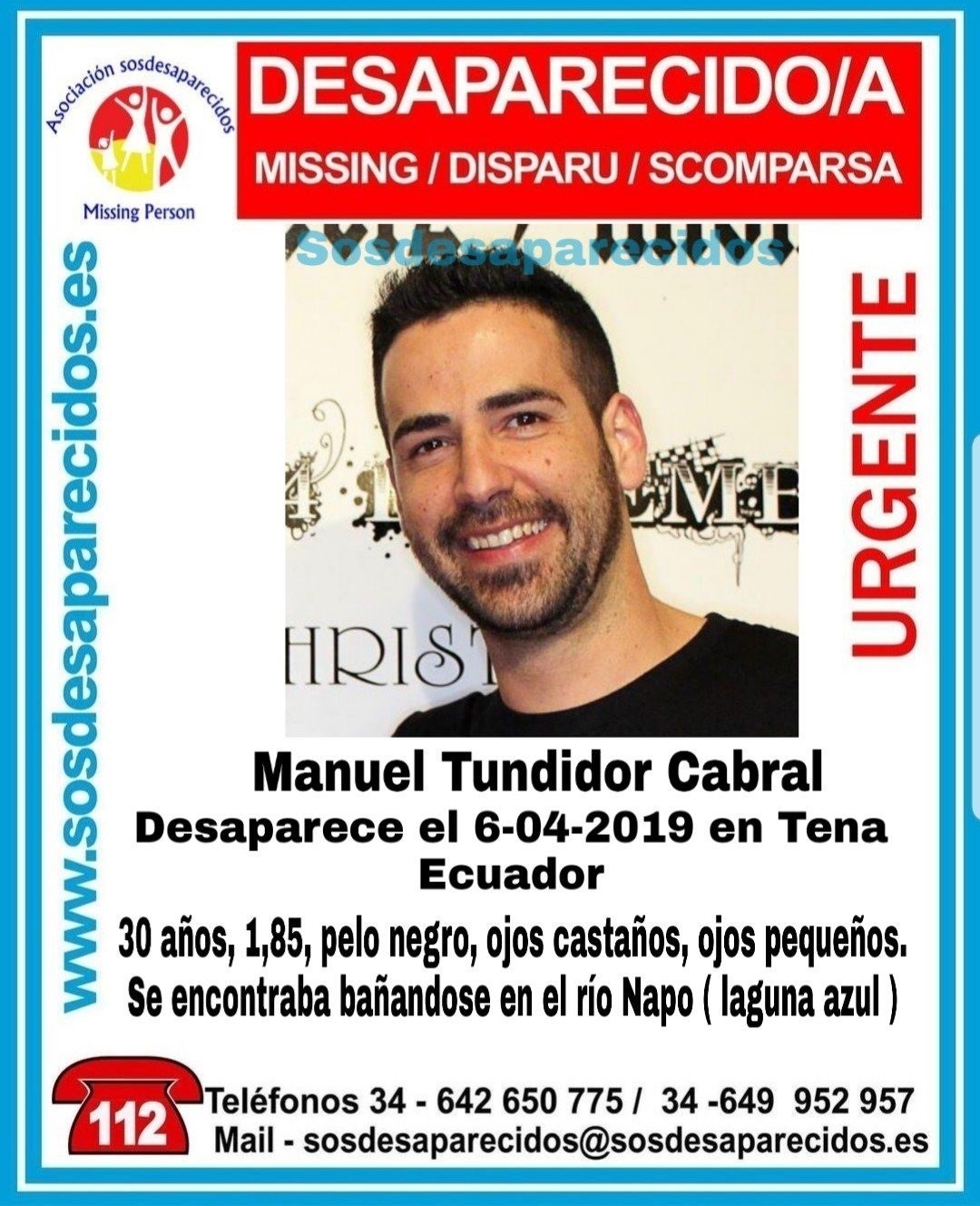 Manuel Tundidor Cabral, desaparecido en Ecuador el pasado viernes.