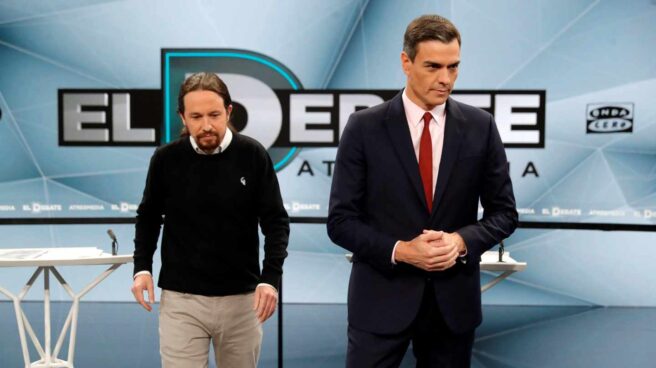 Sánchez iglesias podemos psoe gobierno Pablo Iglesias y Pedro Sánchez, antes de uno de los debates de cara a las generales del 28A.