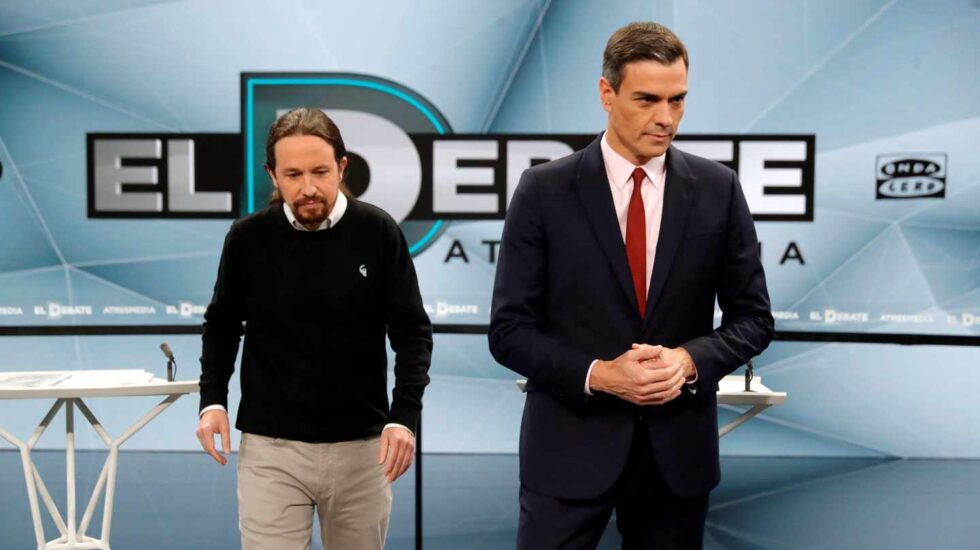 Pablo Iglesias y Pedro Sánchez, antes de uno de los debates de cara a las generales del 28A.