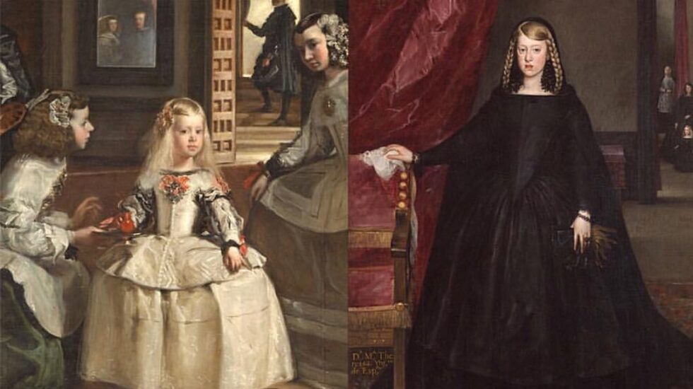 La infanta Margarita, a los 5 y a los 15 años.