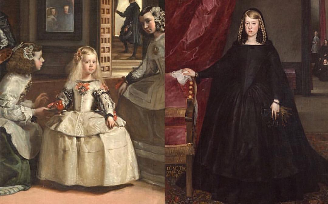 La infanta Margarita, a los 5 y a los 15 años.