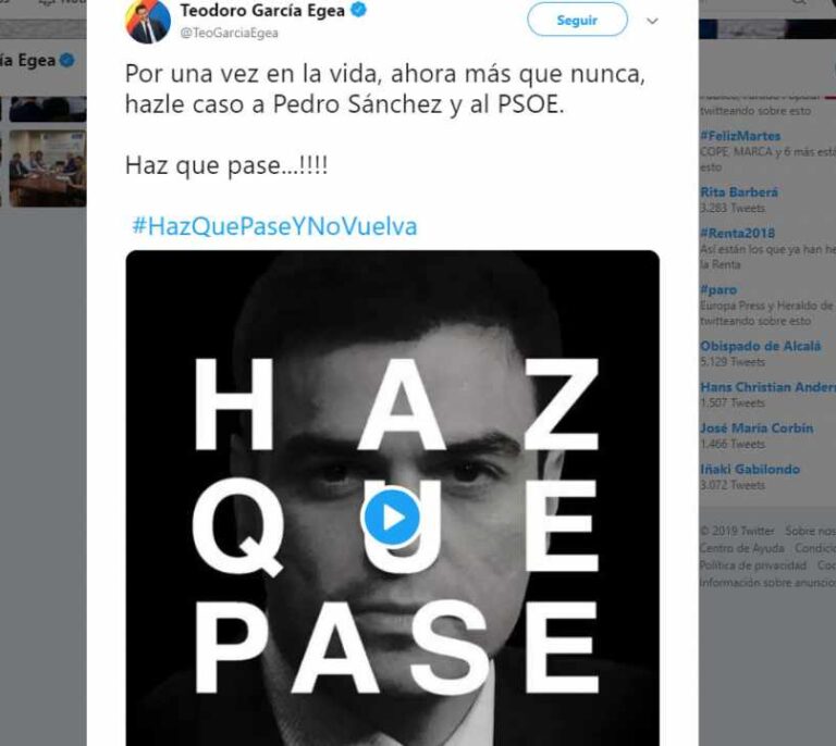 El PP da la vuelta al lema del PSOE: "Haz que pase y no vuelva"