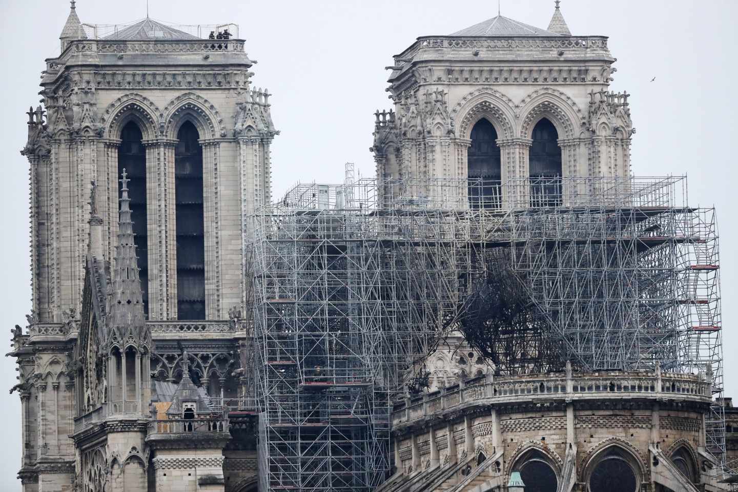 Estado de Notre-Dame de París tras el incendio.