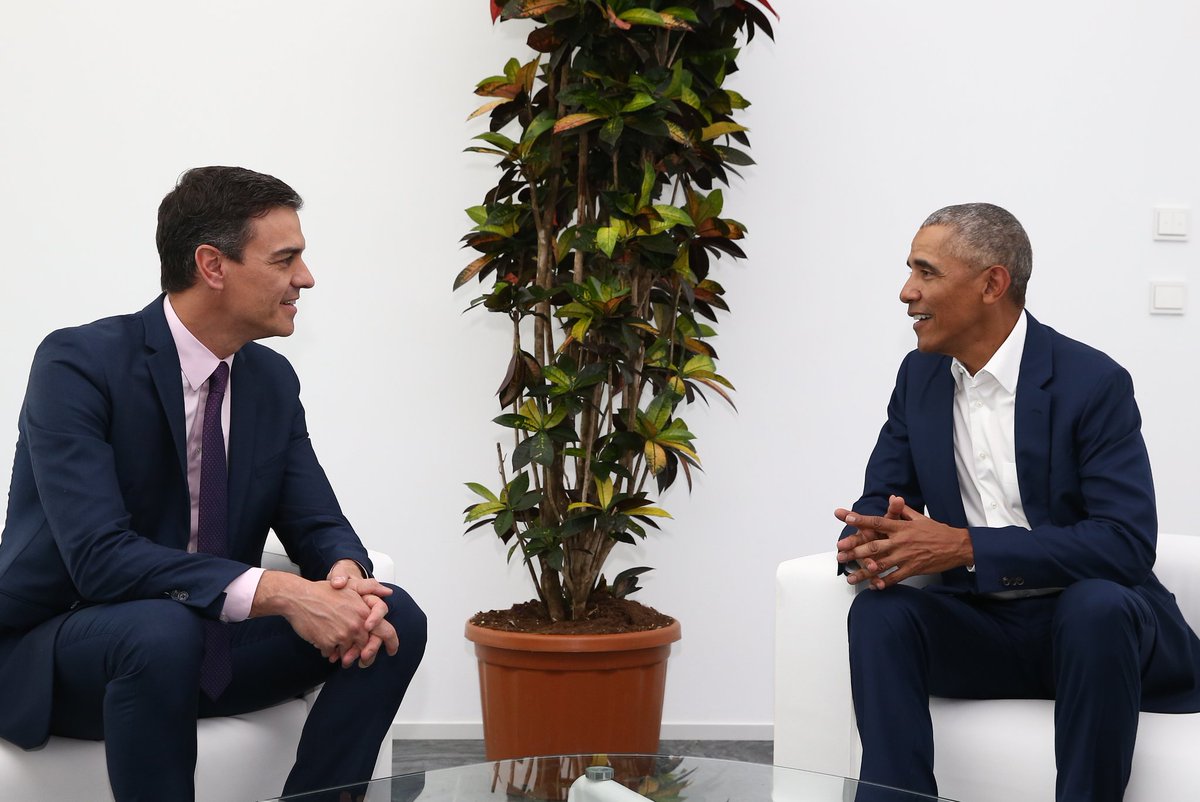 Pedro Sánchez y Barack Obama, en Sevilla.