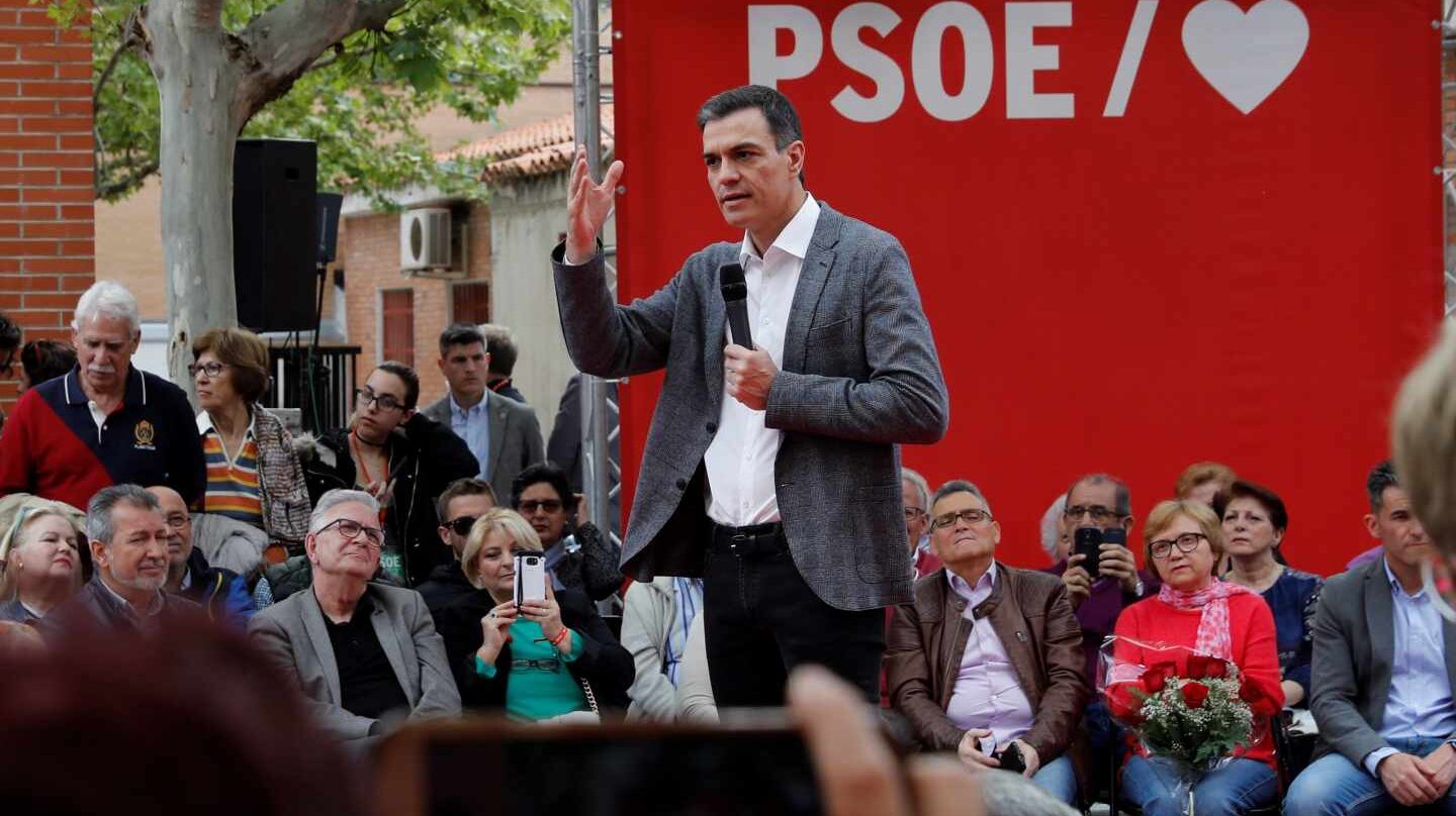 Pedro Sánchez, durante un acto de campaña en Madrid.