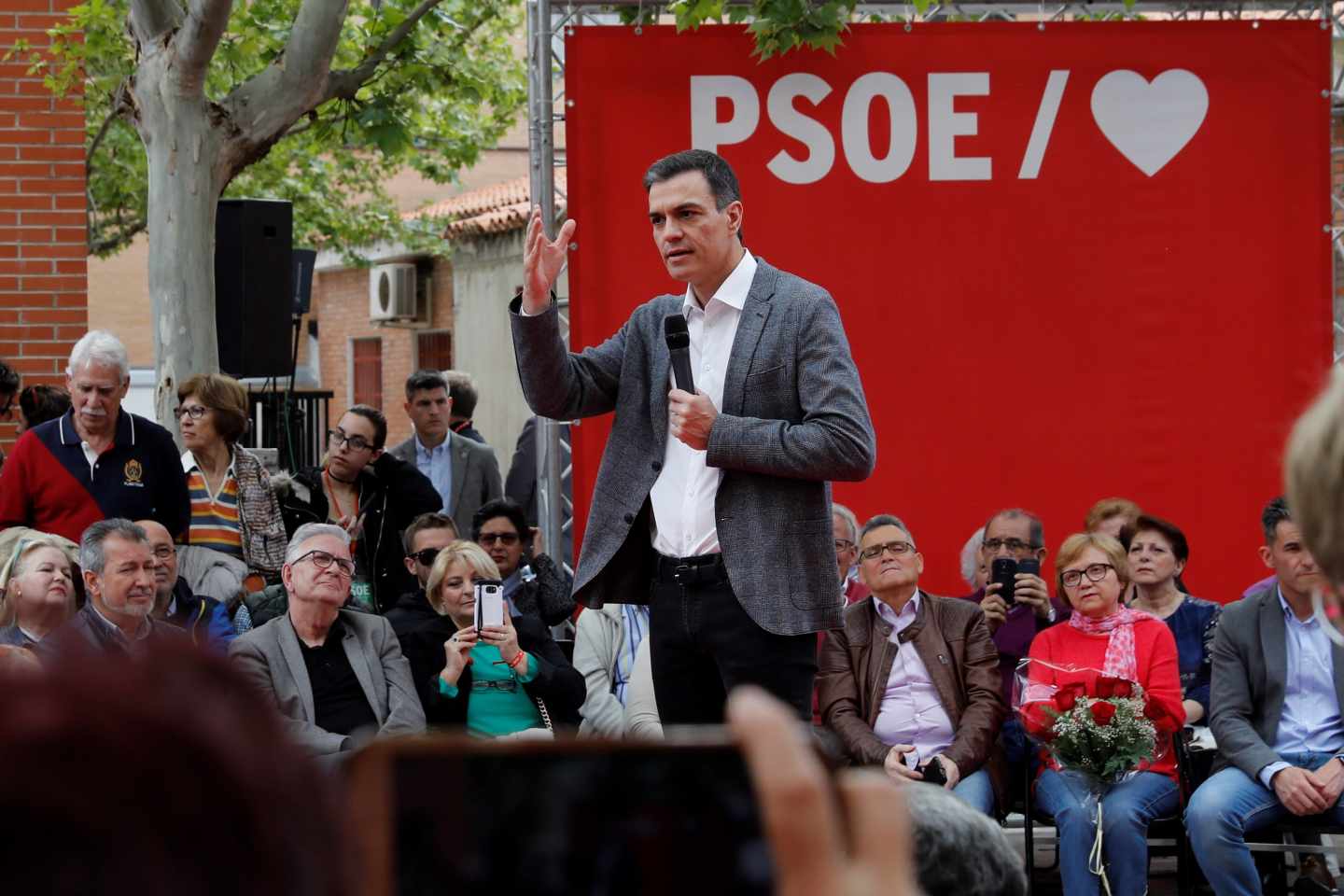 Pedro Sánchez, durante un acto de campaña en Madrid.