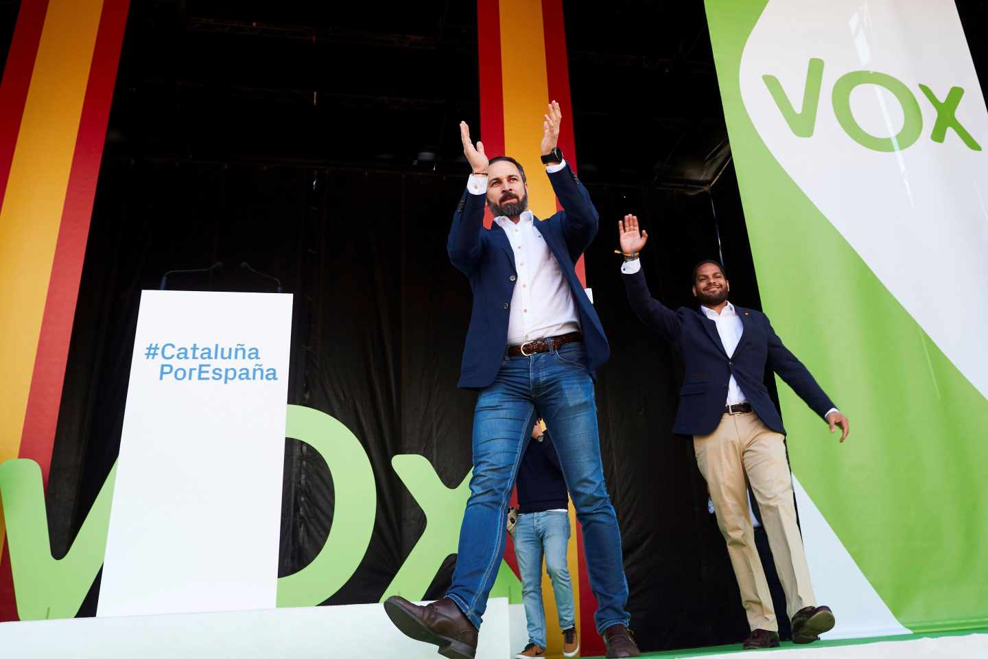 Santiago Abascal, en el acto de Vox en Barcelona.