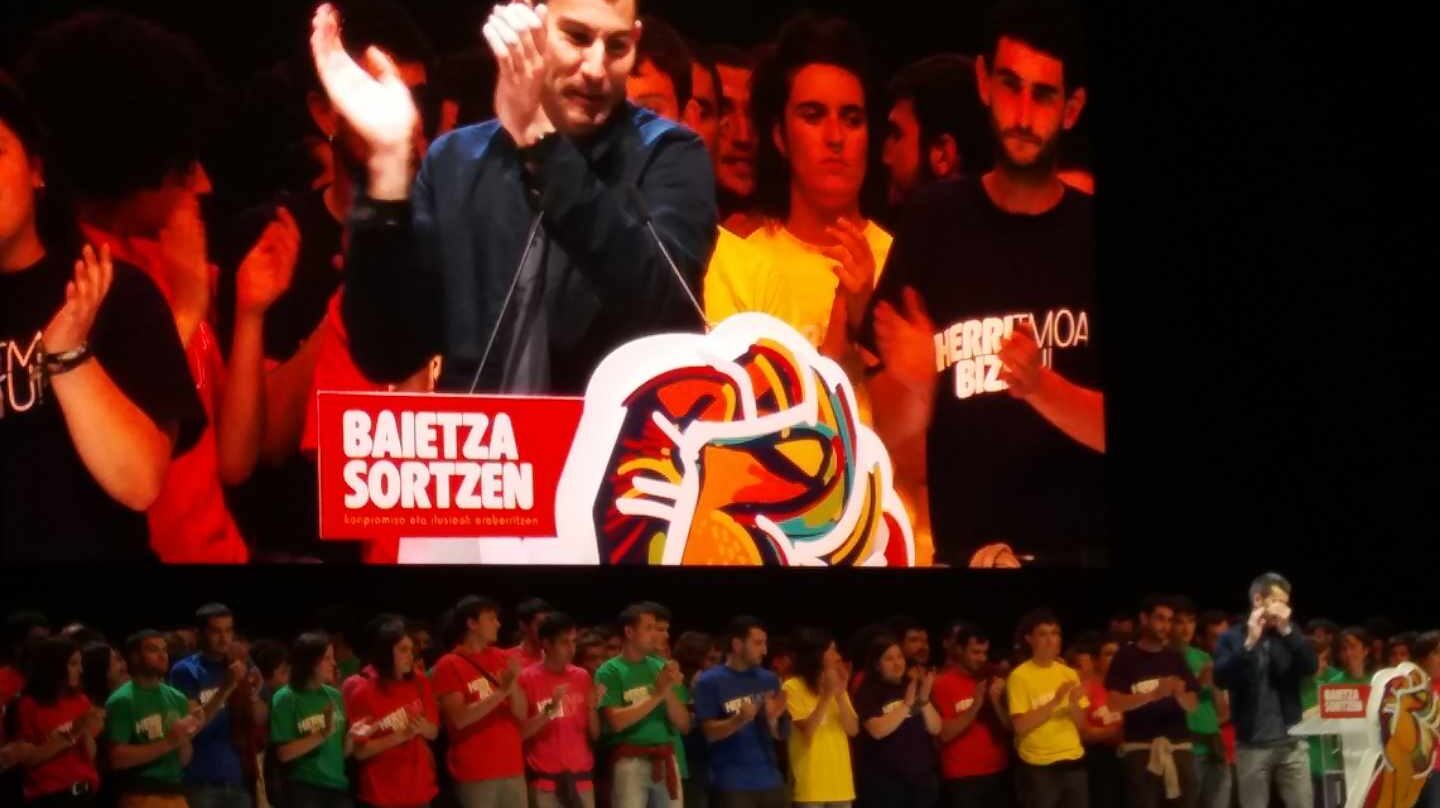 El líder de Sortu, Arkaizt Rodríguez, durante un acto de la formación.