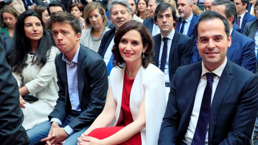 Los candidatos a la presidencia de la Comunidad Rocio Monasterio, Íñigo Errejón, Isabel Díaz Ayuso e Ignacio Aguado