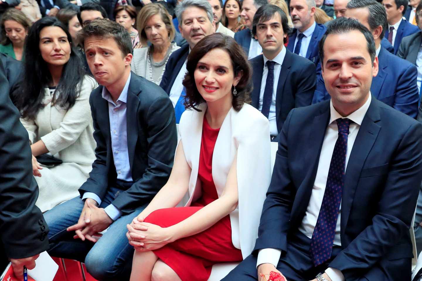 Los candidatos a la presidencia de la Comunidad Rocio Monasterio, Íñigo Errejón, Isabel Díaz Ayuso e Ignacio Aguado