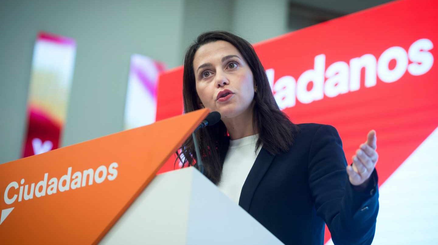 Inés Arrimadas en la sede de Ciudadanos de Madrid.