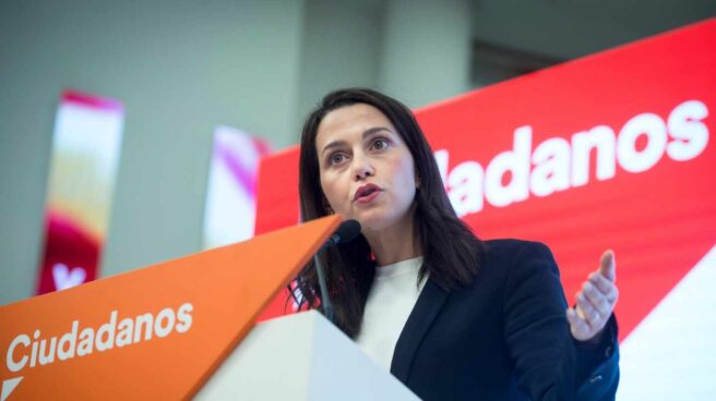 Inés Arrimadas en la sede de Ciudadanos de Madrid.