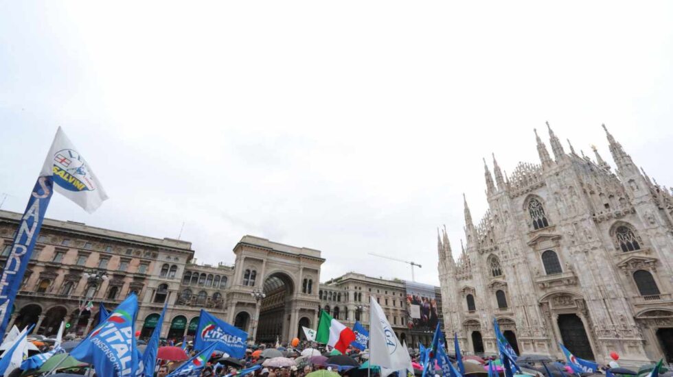 Concentración de partidos de ultraderecha en Milán.