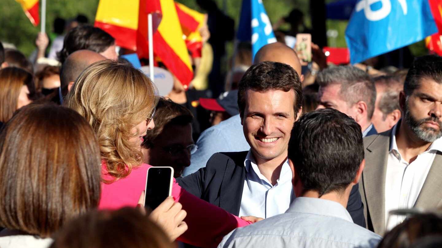 Pablo Casado durante el acto de cierre de campaña del PP en Madrid