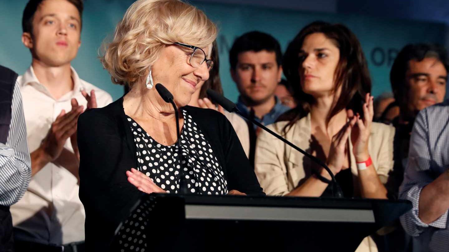 Manuela Carmena tras los resultados electorales.