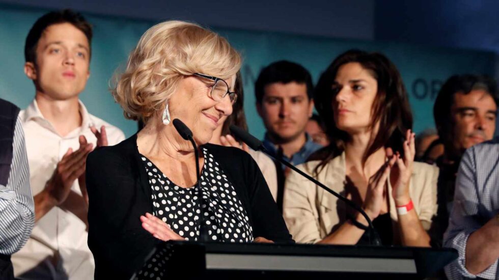 Manuela Carmena tras los resultados electorales.