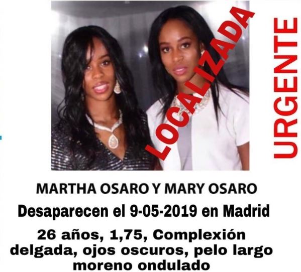 Cartel de búsqueda de las hermanas Osaro.