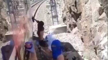 Detienen el tren y hieren a un vigilante: así han actuado unos grafiteros en Madrid