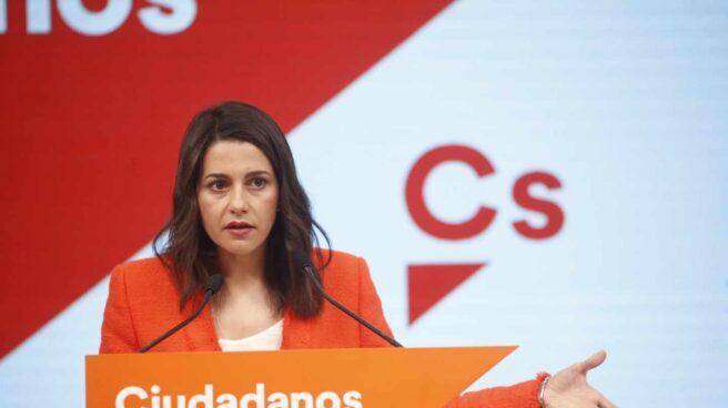 Inés Arrimadas en la sede de Ciudadanos en Madrid.