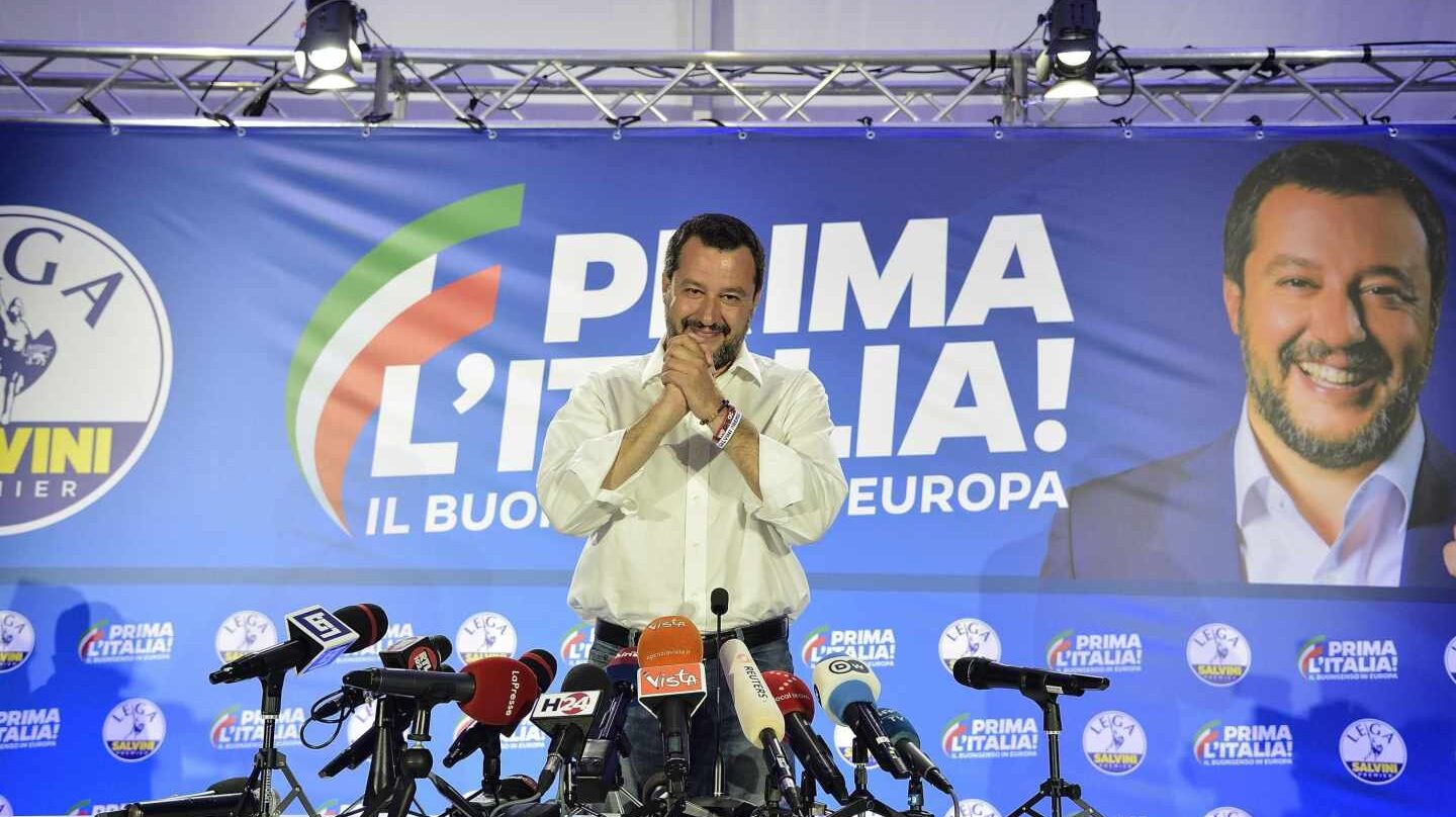 Matteo Salvini, líder de la Liga, celebra su victoria en las europeas.