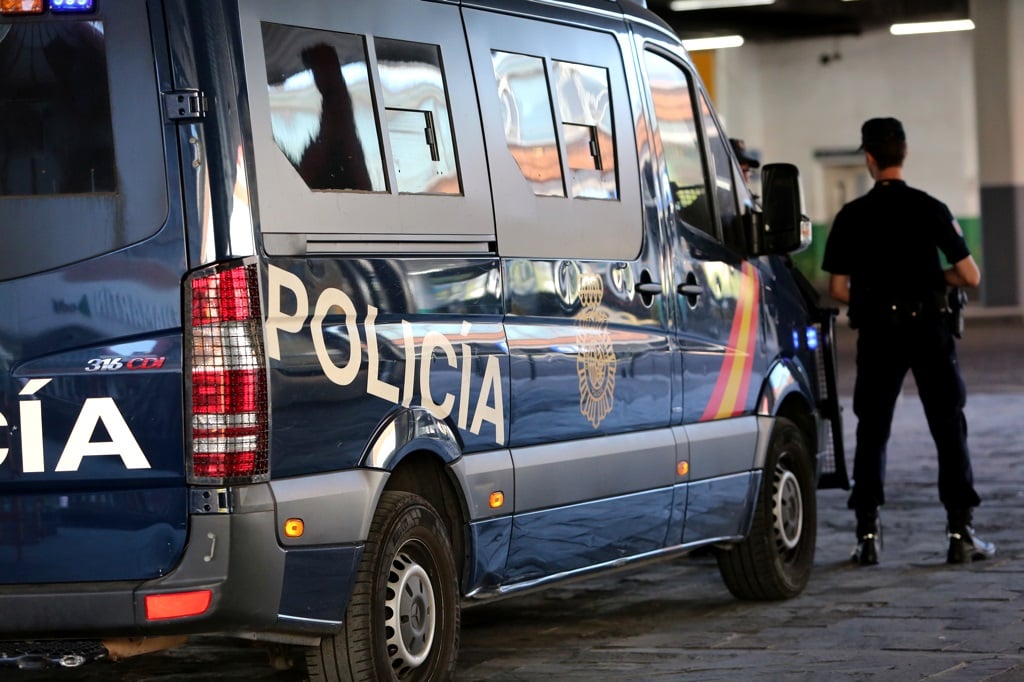 Un agente de la Policía Nacional, en acto de servicio.