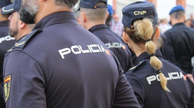 Policías nacionales, en acto de servicio.