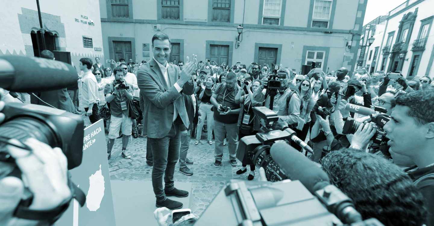 Pedro Sánchez, durante un mitin en Las Palmas de Gran Canaria.