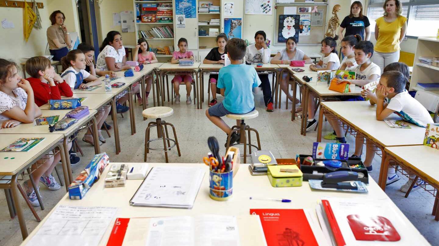 Un aula de un colegio en Galicia