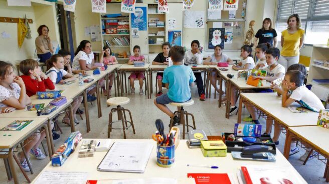 Un aula de un colegio en Galicia